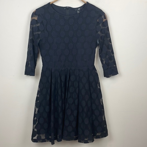 H&M || Women's Black Polka Dot Overlay Dress; Size Small - Picture 1 of 13